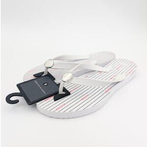 Tommy Hilfiger Thong Flip Flops Sandals Women's Striped White Size US8 EU39